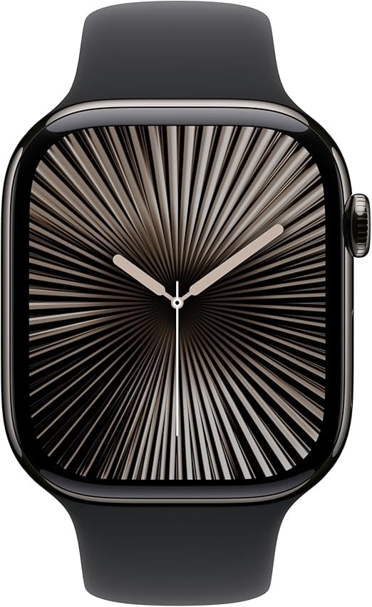 Apple Watch Series 10 Smartwatch with Slate Titanium Case with Black Sport Band - M/L. Fitness Tracker, ECG App, Always-On Retina Display, Water Resistant