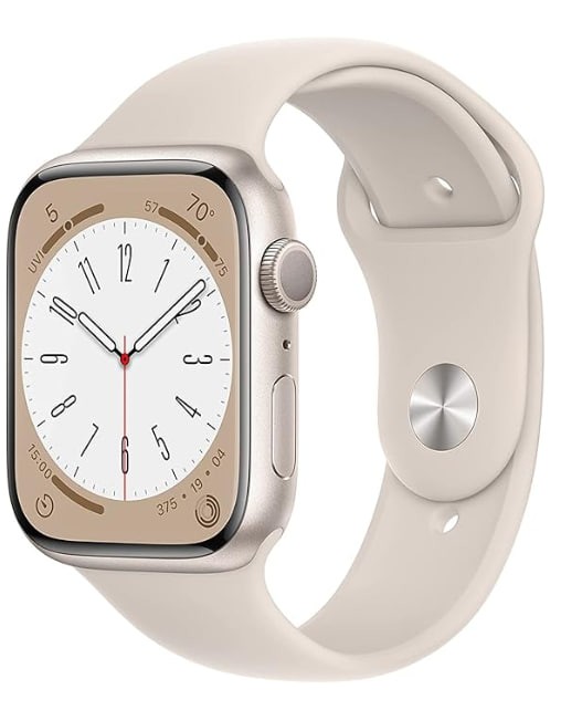 Apple Watch Series 8 [GPS, 41mm] - Starlight Aluminum Case with Starlight Sport Ban, M/L (Renewed)