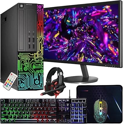 Dell Optiplex Desktop Computer (SFF) PC, Quad Core Intel i5 up to 3.6GHz, 16GB RAM, 512GB SSD, 24 Inch Monitor, RGB Keyboard & Mouse & Headset, Windows 11 Pro (Renewed)