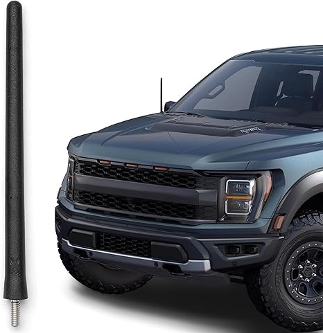 Short Rubber Antenna for Ford F-150 (2009-2026) - Bronco (2021-2026) USA Stainless Steel Threading, 6 3/4 Inch Truck Accessory, Car Wash Proof, Easy Installation, Enhanced Reception w/Copper Coil