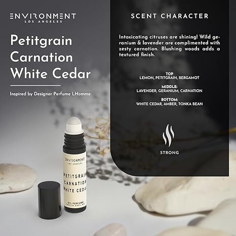 ENVIRONMENT Inspired by Designer Perfume LHomme 10ml Roll-on Perfume (Petitgrain | Carnation | White Cedar) Body Oil Fragrance, Roll On Oil, Body Fragrance for Women & Men, Luxury Scent, Cruelty-Free